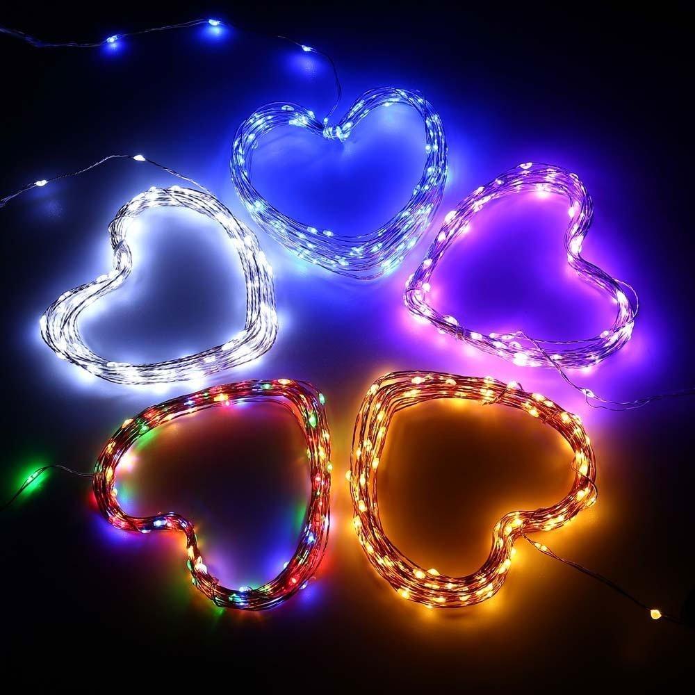 7 FT 20 LED Weatherproof Battery Operated Copper Wire Blue Fairy String Lights With Timer - Luna Bazaar | Boho &amp; Vintage Style Decor