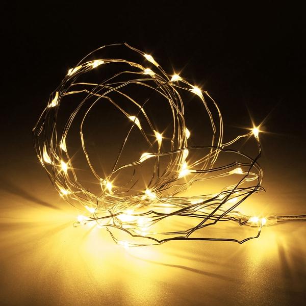 7 FT 20 LED Weatherproof Battery Operated Copper Wire Warm White Fairy String Lights With Timer - Luna Bazaar | Boho &amp; Vintage Style Decor