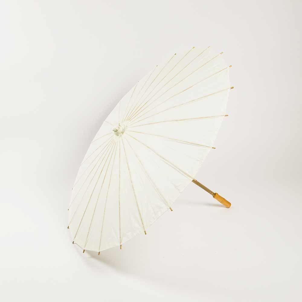 32&quot; Beige/Ivory Paper Parasol Umbrella - Luna Bazaar | Boho &amp; Vintage Style Decor