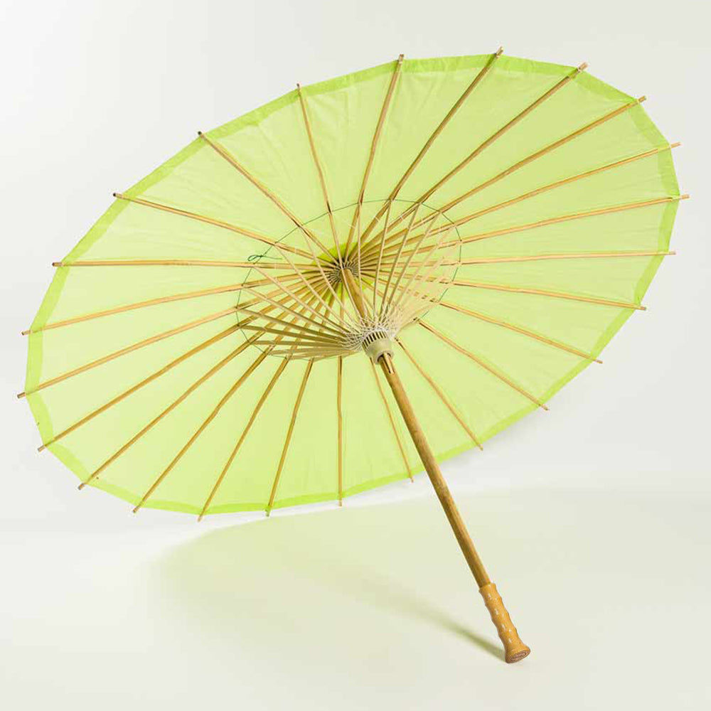 BULK PACK (10-Pack) 32 Inch Light Lime Paper Parasol Umbrella with Elegant Handle - Luna Bazaar | Boho &amp; Vintage Style Decor