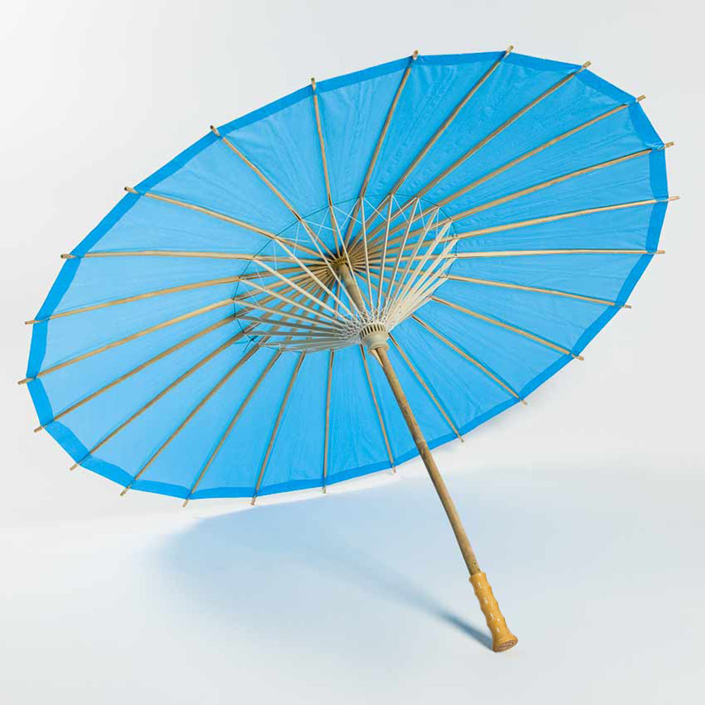 32 Inch Turquoise Paper Parasol Umbrella with Elegant Handle - Luna Bazaar | Boho &amp; Vintage Style Decor