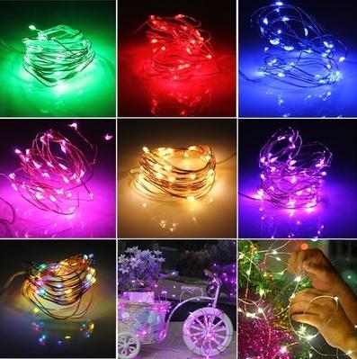 7.5 FT 20 LED Battery Operated Pink Fairy String Lights With Silver Wire - Luna Bazaar | Boho &amp; Vintage Style Decor