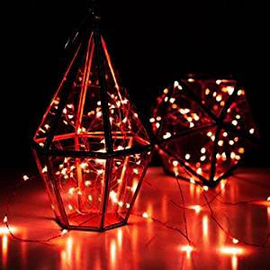 7.5 FT 20 LED Battery Operated Red Fairy String Lights With Silver Wire - Luna Bazaar | Boho &amp; Vintage Style Decor