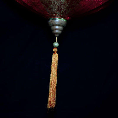 XXL Large Red / Orange Vietnamese Silk Lantern, Diamond Shaped - Luna Bazaar | Boho &amp; Vintage Style Decor