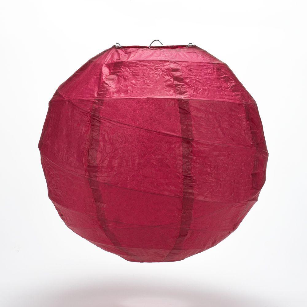 20 Inch Velvet Red Free-Style Ribbing Round Paper Lantern - Luna Bazaar | Boho &amp; Vintage Style Decor