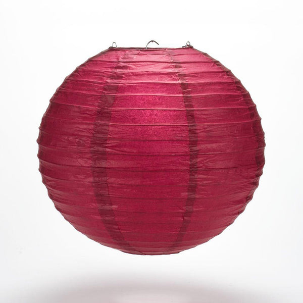 5-Pack 6 Inch Velvet Red Parallel Ribbing Round Paper Lantern - Luna Bazaar | Boho &amp; Vintage Style Decor