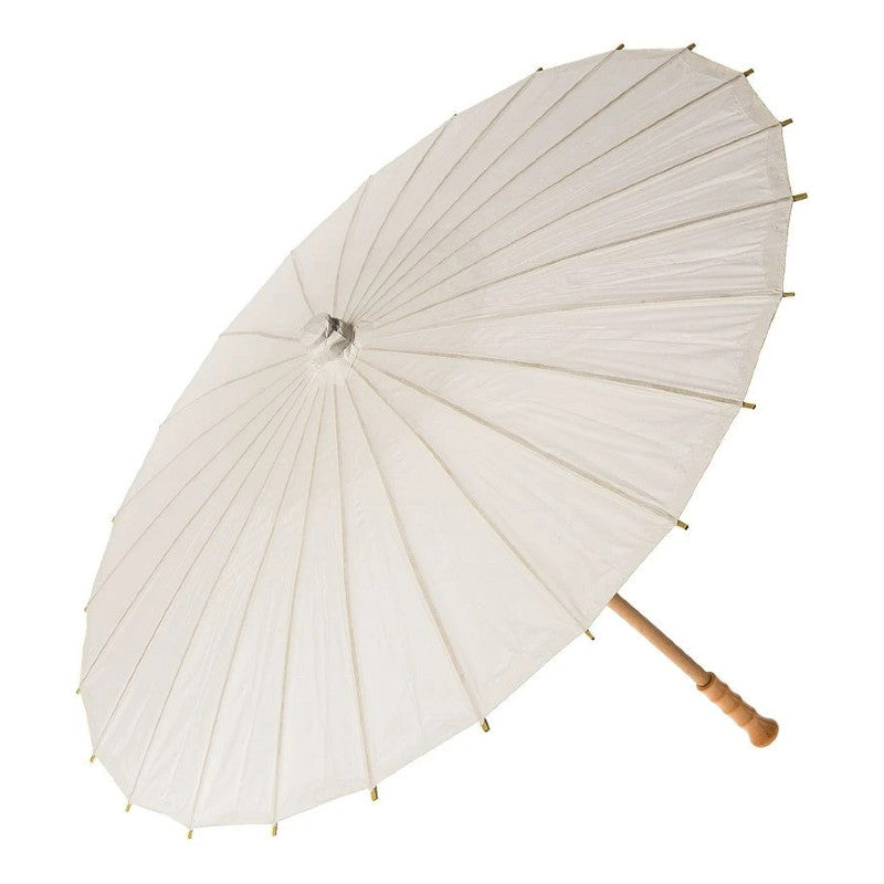 32 Wedding Beige / Ivory Paper Parasol Umbrellas with Handle on Sale Now!|Chinese Japanese Umbrellas|Cheap Parasols at Bulk Wholesale Best - Luna Bazaar | Boho & Style Decor