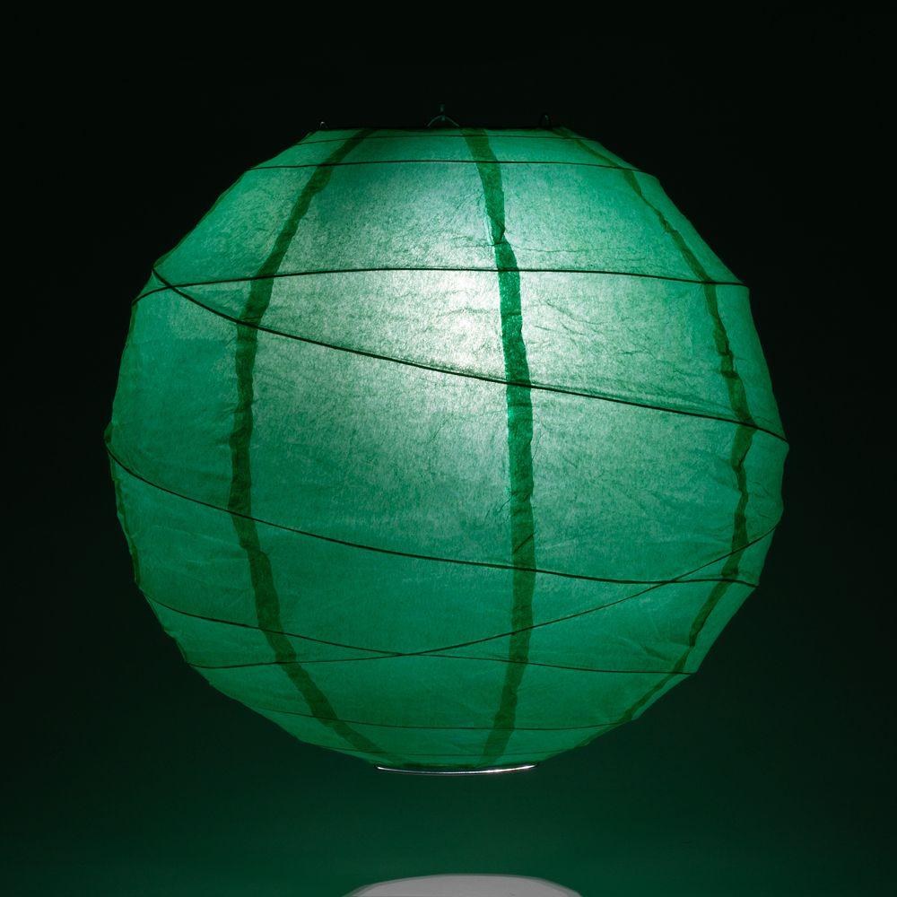 14 Inch Arcadia Teal Free-Style Ribbing Round Paper Lantern - Luna Bazaar | Boho &amp; Vintage Style Decor