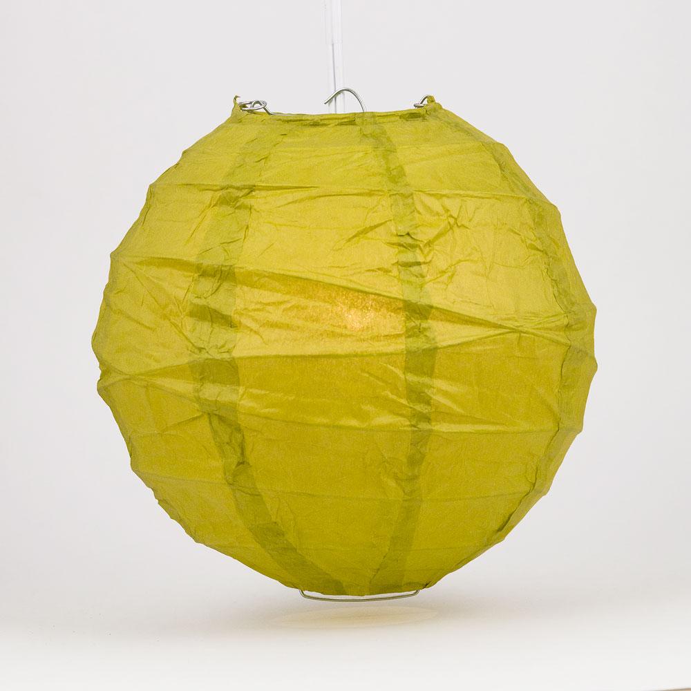 10 Inch Chartreuse Yellow Green Free-Style Ribbing Round Paper Lantern - Luna Bazaar | Boho &amp; Vintage Style Decor
