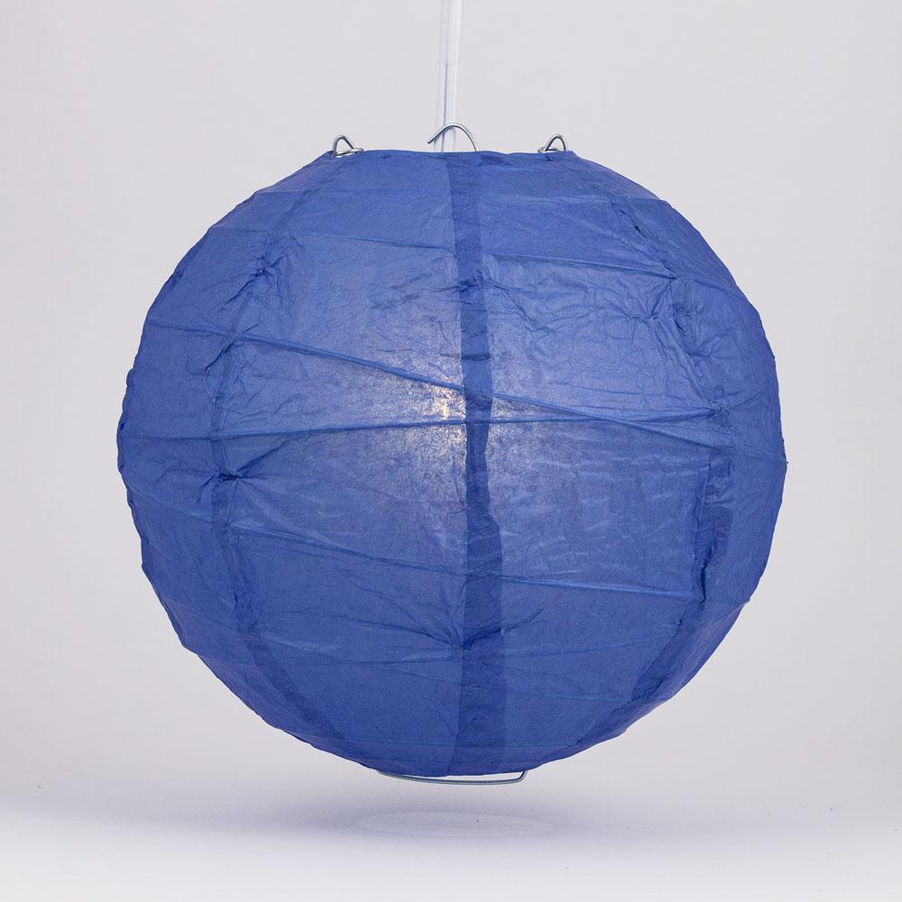 12 PACK | 12&quot;  Dark Blue Crisscross Ribbing, Hanging Paper Lantern Combo Set - Luna Bazaar | Boho &amp; Vintage Style Decor