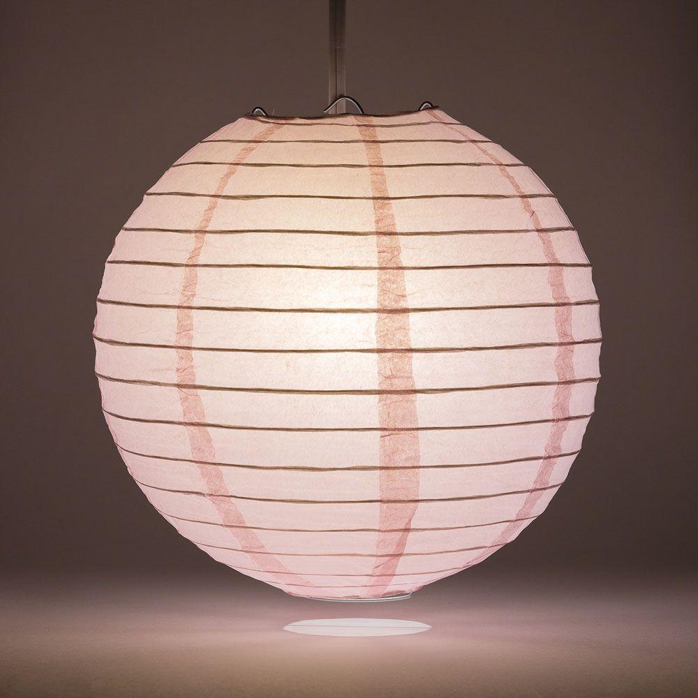 12 Inch Pink Parallel Ribbing Round Paper Lantern - Luna Bazaar | Boho &amp; Vintage Style Decor