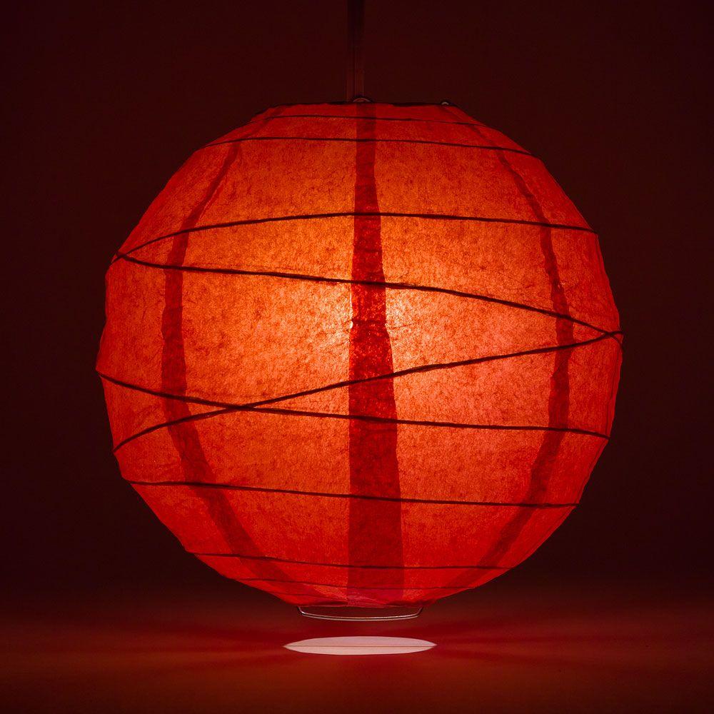 14 Inch Red Free-Style Ribbing Round Paper Lantern - Luna Bazaar | Boho &amp; Vintage Style Decor