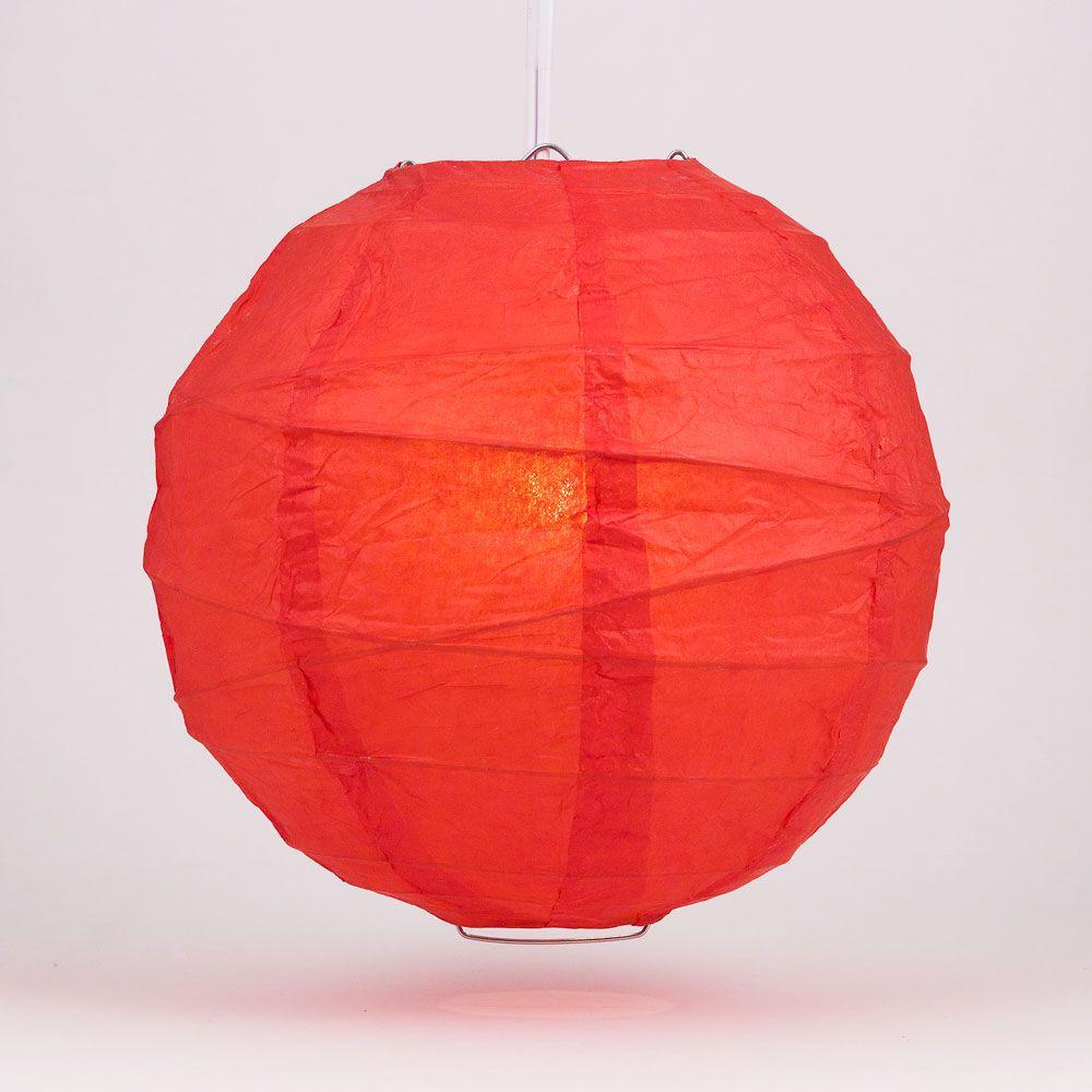 24 Inch Red Free-Style Ribbing Round Paper Lantern - Luna Bazaar | Boho &amp; Vintage Style Decor