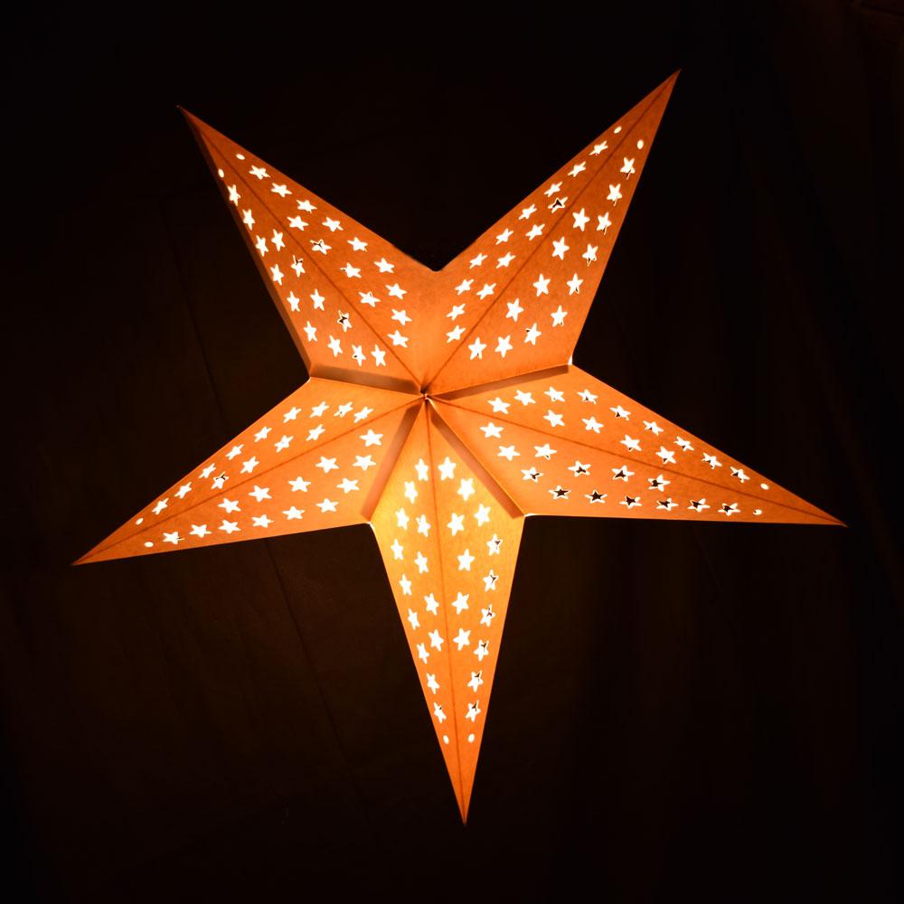 24&quot; Solid White Stars Cut-Out Paper Star Lantern, Chinese Hanging Wedding &amp; Party Decoration - Luna Bazaar | Boho &amp; Vintage Style Decor