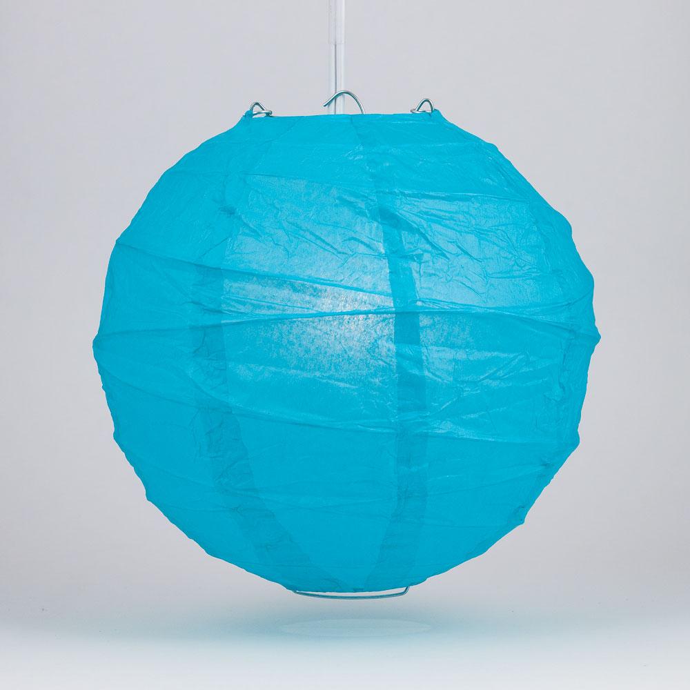12 Inch Turquoise Free-Style Ribbing Round Paper Lantern - Luna Bazaar | Boho &amp; Vintage Style Decor