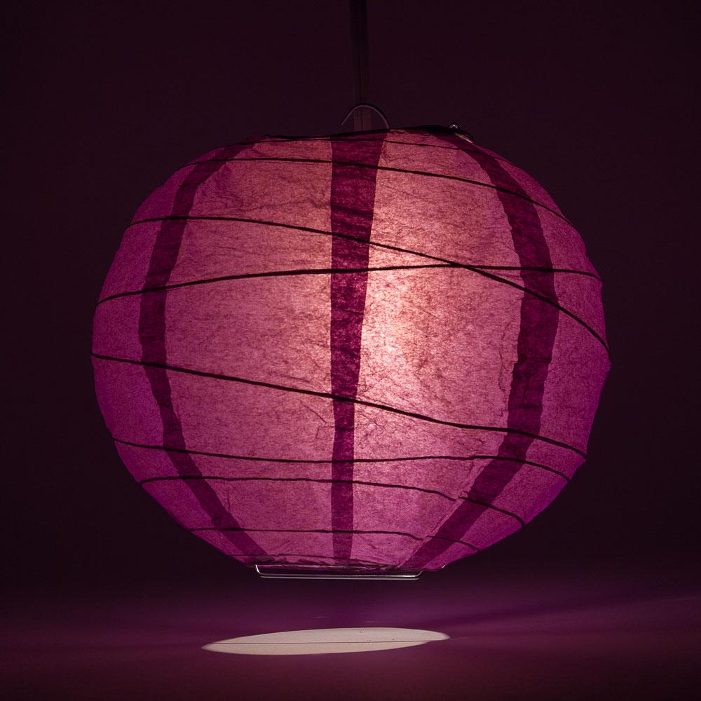 20 Inch Violet / Orchid Free-Style Ribbing Round Paper Lantern - Luna Bazaar | Boho &amp; Vintage Style Decor