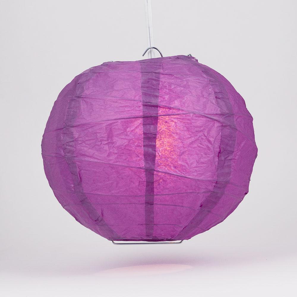 12 Inch Violet / Orchid Free-Style Ribbing Round Paper Lantern - Luna Bazaar | Boho &amp; Vintage Style Decor