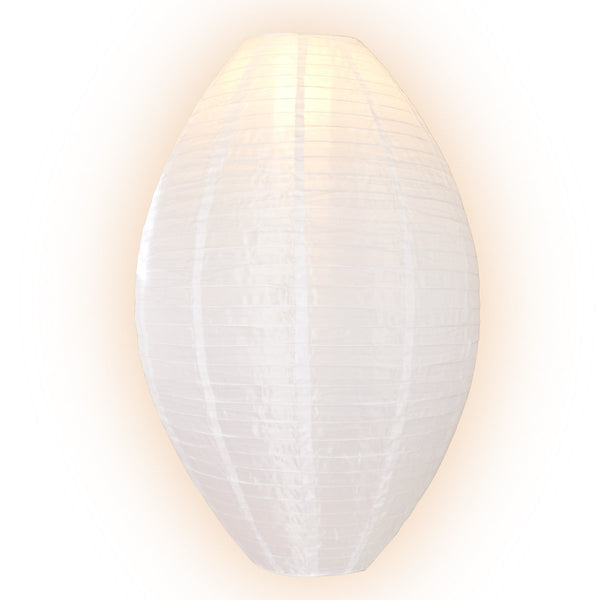 White Kawaii Unique Oval Egg Shaped Shimmering Nylon Lantern, 24-inch x 36-inch - Luna Bazaar | Boho &amp; Vintage Style Decor