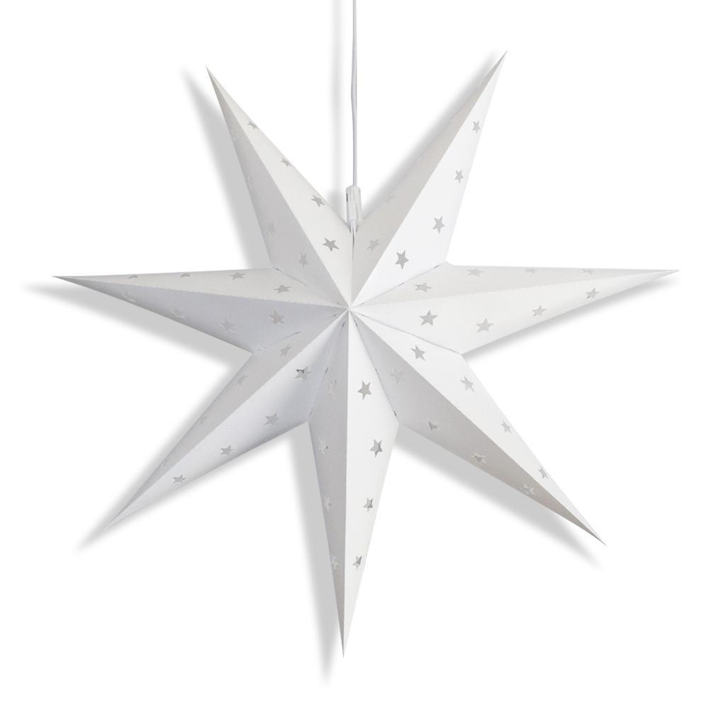 17&quot; White 7-Point Weatherproof Star Lantern Lamp, Hanging Decoration (Shade Only)
