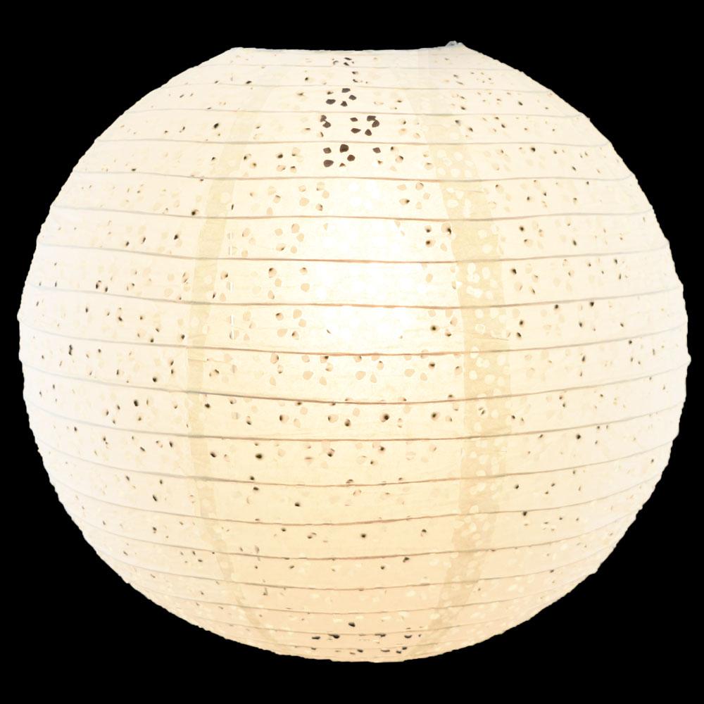 24" Round Eyelet Lace Look Paper Lantern - White - Luna Bazaar | Boho & Vintage Style Decor