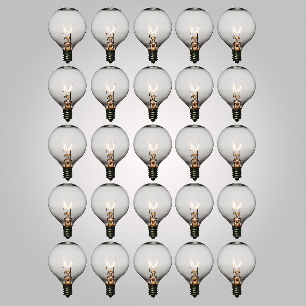 Clear 5-Watt Incandescent G40 Globe Light Bulbs, E12 Base (25 PACK) - Luna Bazaar | Boho &amp; Vintage Style Decor