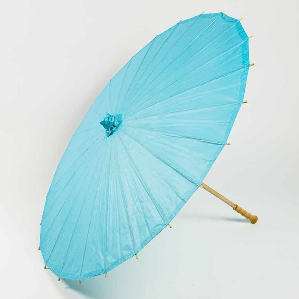 BULK PACK (10-Pack) 32 Inch Water Blue Paper Parasol Umbrella with Elegant Handle - Luna Bazaar | Boho &amp; Vintage Style Decor