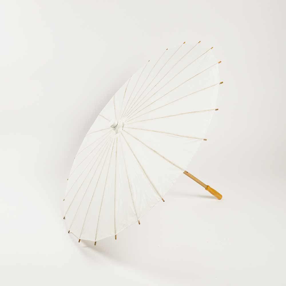 20&quot; White Paper Parasol Umbrella for Weddings and Parties - Great for Kids - Luna Bazaar | Boho &amp; Vintage Style Decor