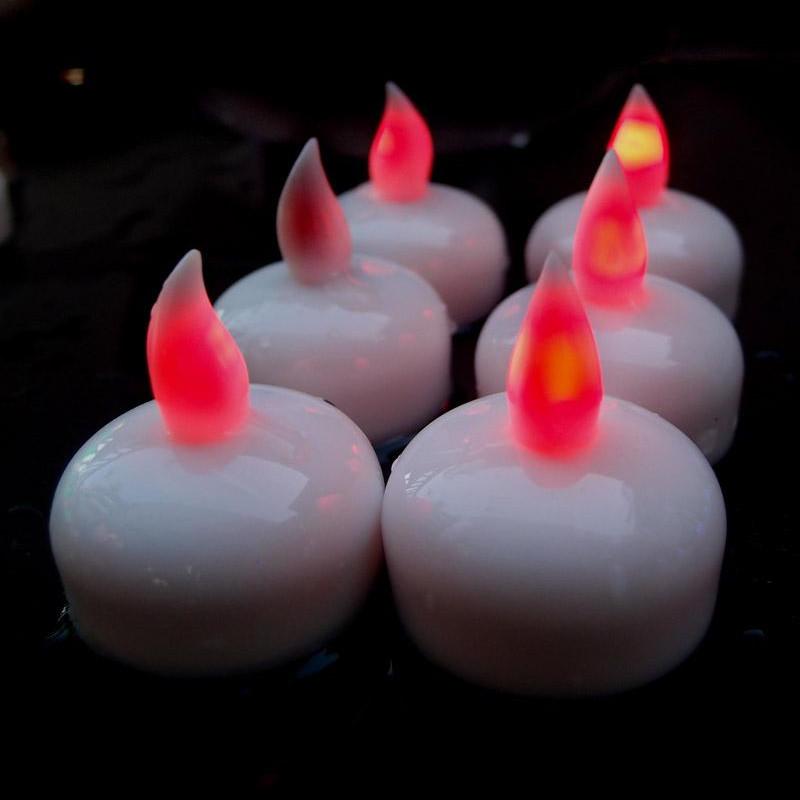 CLOSEOUT Floating Waterproof Flameless LED Tea Light Candle - Red (6 PACK) - Luna Bazaar | Boho & Vintage Style Decor