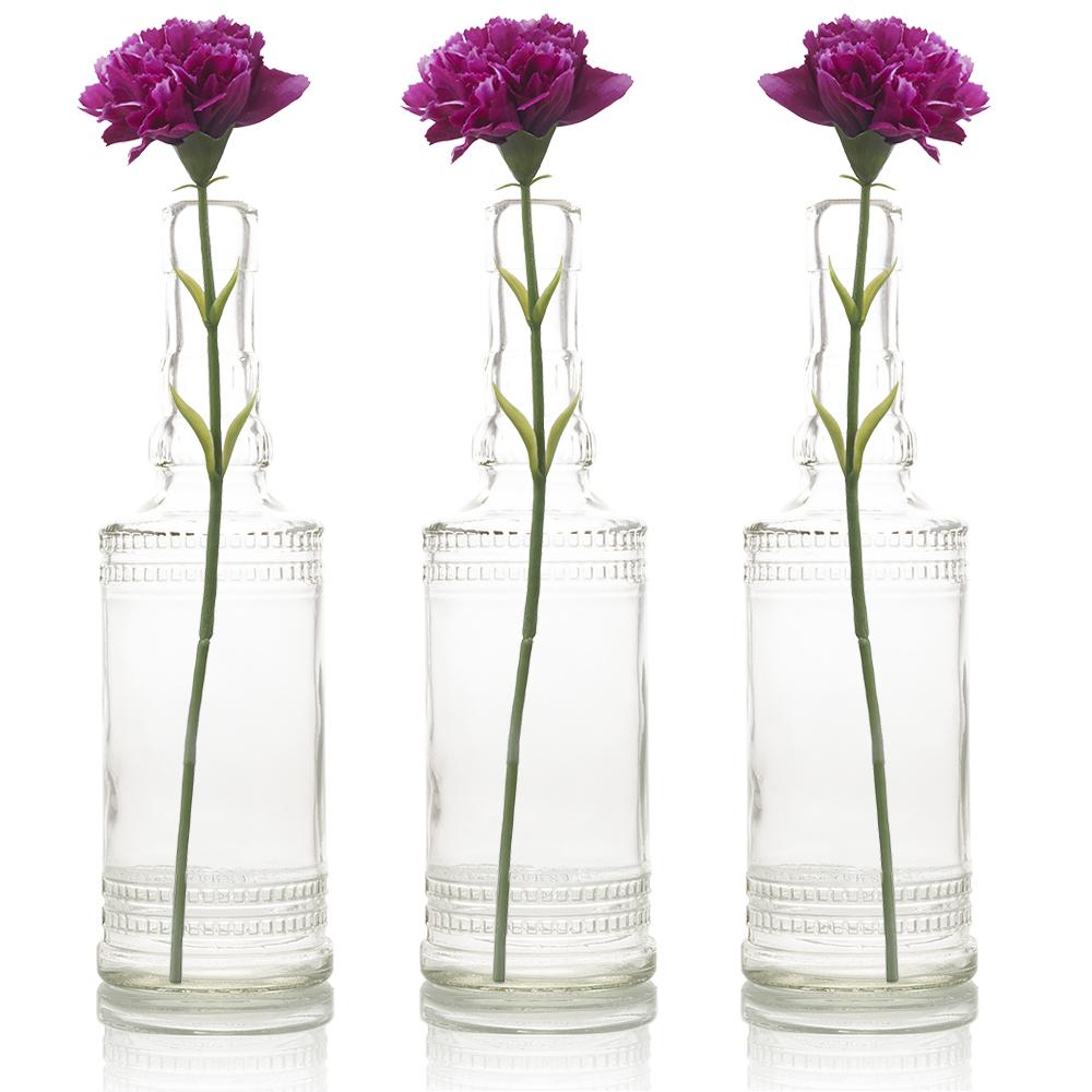 3-Pack 8.86&quot; Camila Clear Vintage Glass Bottle with Wedding Flower Bud Vase with Cork - Luna Bazaar | Boho &amp; Vintage Style Decor