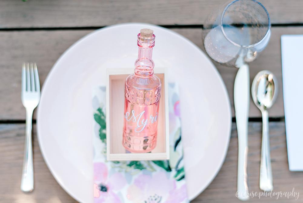 5 Pack - 6.6&quot; Calista Pink Vintage Glass Bottle with Cork - DIY Wedding Flower Bud Vases