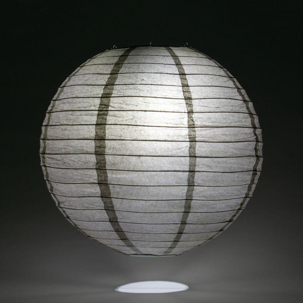 14 Inch Driftwood Grey Parallel Ribbing Round Paper Lantern - Luna Bazaar | Boho &amp; Vintage Style Decor