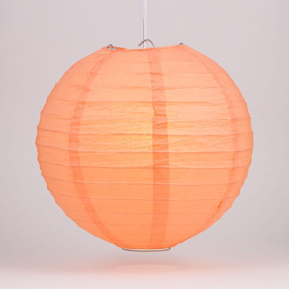 30 Inch Peach / Orange Coral Jumbo Parallel Ribbing Round Paper Lantern - Luna Bazaar | Boho &amp; Vintage Style Decor