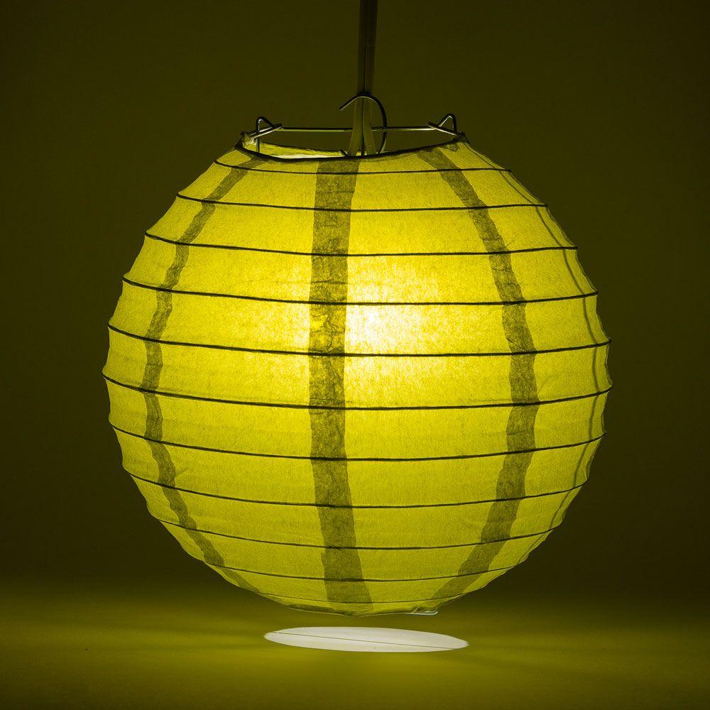 30 Inch Pear Jumbo Parallel Ribbing Round Paper Lantern - Luna Bazaar | Boho &amp; Vintage Style Decor
