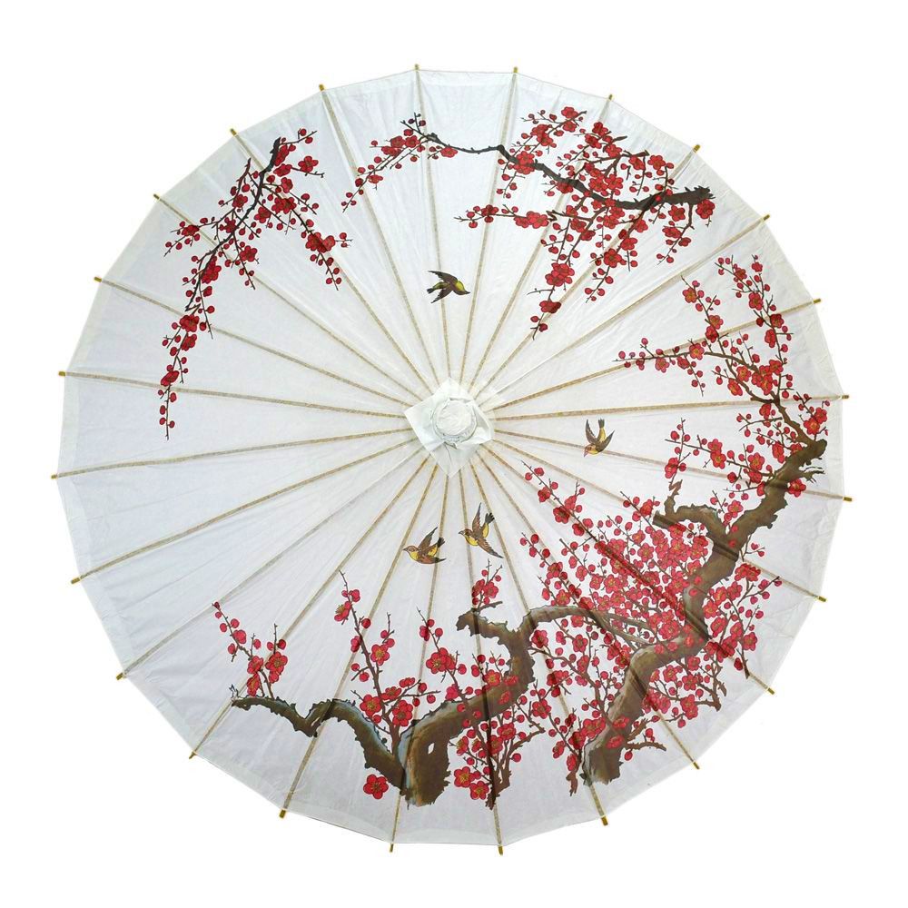 Cherry Blossom and Birds 32 Inch Paper Parasol - Luna Bazaar | Boho &amp; Vintage Style Decor