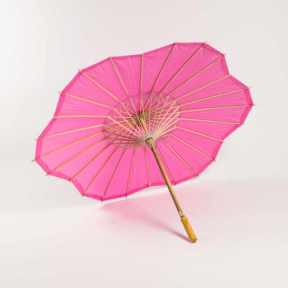 32 Inch Fuchsia Paper Parasol Umbrella, Scallop Blossom Shaped - LunaBazaar.com - Discover.Decorate. Celebrate.