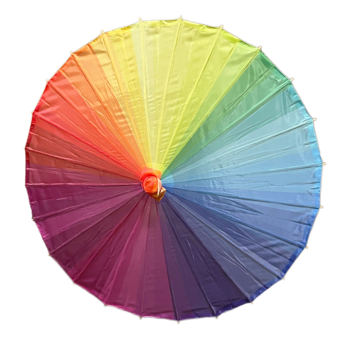 32&quot; Rainbow Multi-Color Premium Nylon Parasol Umbrella with Elegant Handle - Luna Bazaar | Boho &amp; Vintage Style Decor