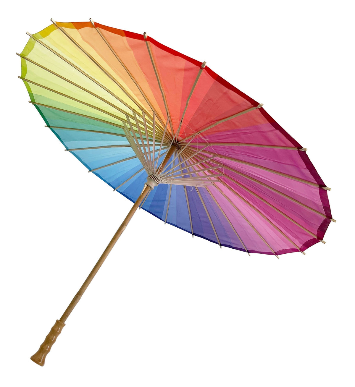 32&quot; Rainbow Multi-Color Premium Nylon Parasol Umbrella with Elegant Handle - Luna Bazaar | Boho &amp; Vintage Style Decor