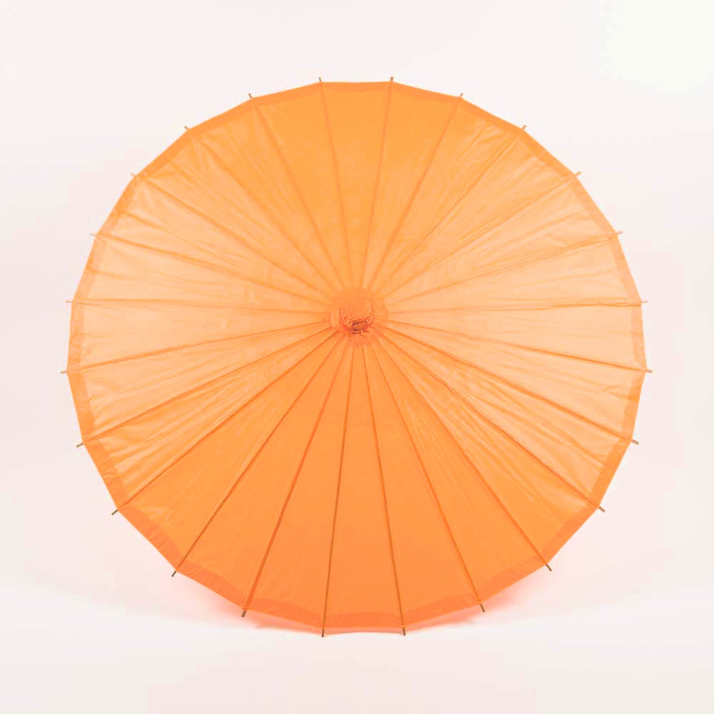 BULK PACK (10-Pack) 32 Inch Orange Paper Parasol Umbrella with Elegant Handle