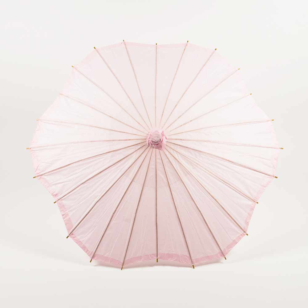 BULK PACK (10-Pack) 32 Inch Pink Paper Parasol Umbrella, Scallop Blossom Shaped with Elegant Handle