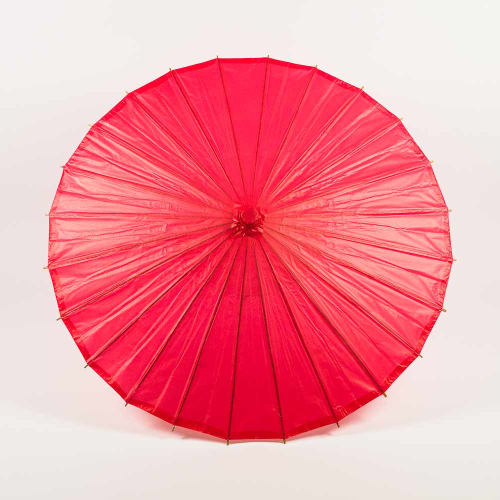 BULK PACK (10-Pack) 32 Inch Red Paper Parasol Umbrella with Elegant Handle