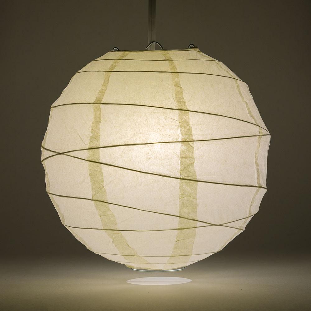 14 Inch Beige / Ivory Free-Style Ribbing Round Paper Lantern - Luna Bazaar | Boho &amp; Vintage Style Decor