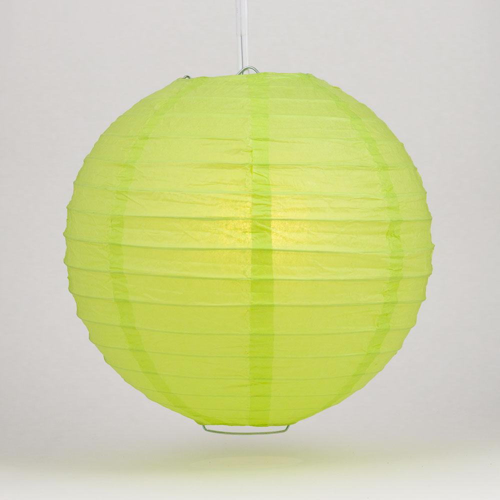 36 Inch Light Lime Green Jumbo Parallel Ribbing Round Paper Lantern - Luna Bazaar | Boho &amp; Vintage Style Decor