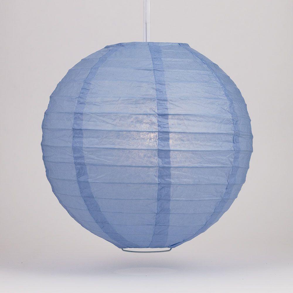 36 Inch Serenity Blue Jumbo Parallel Ribbing Round Paper Lantern - Luna Bazaar | Boho &amp; Vintage Style Decor