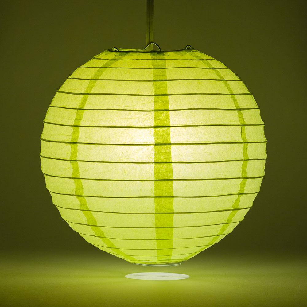 6 Inch Light Lime Green Parallel Ribbing Round Paper Lantern - Luna Bazaar | Boho &amp; Vintage Style Decor