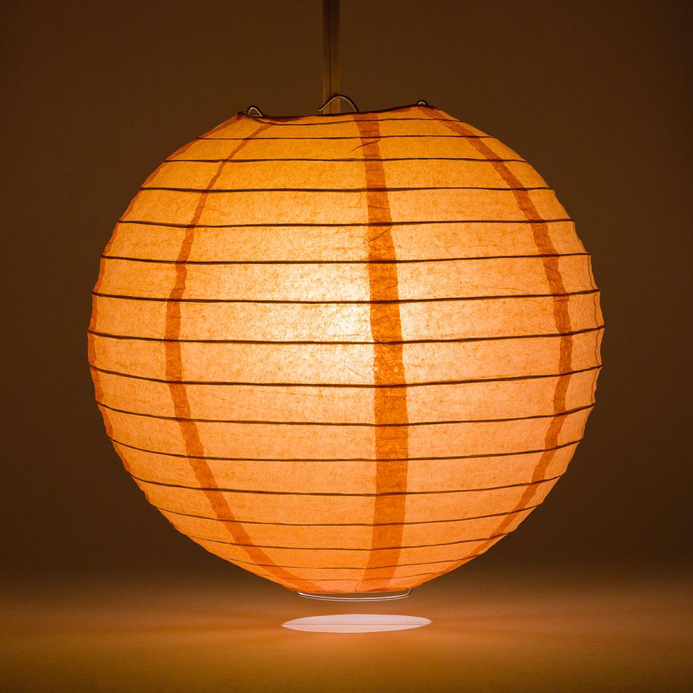 6 Inch Peach / Orange Coral Parallel Ribbing Round Paper Lantern - Luna Bazaar | Boho &amp; Vintage Style Decor