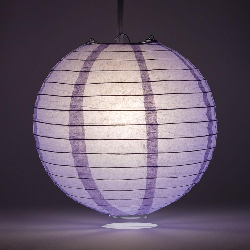 16 Inch Lavender Parallel Ribbing Round Paper Lantern - Luna Bazaar | Boho &amp; Vintage Style Decor