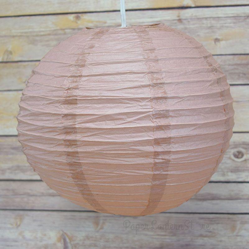 4 Inch Dusty Sand Rose Parallel Ribbing Round Paper Lantern (10 PACK) - Luna Bazaar | Boho &amp; Vintage Style Decor