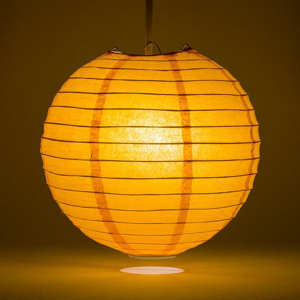 36 Inch Orange Jumbo Parallel Ribbing Round Paper Lantern - Luna Bazaar | Boho &amp; Vintage Style Decor