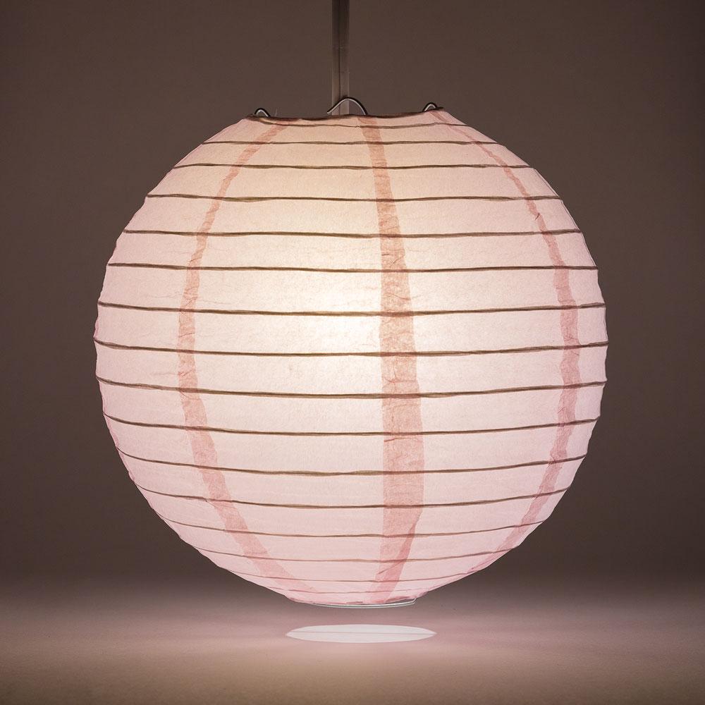 4 Inch Pink Parallel Ribbing Round Paper Lantern (10 PACK) - Luna Bazaar | Boho &amp; Vintage Style Decor