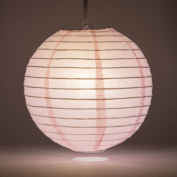 5-Pack 8 Inch Pink Parallel Ribbing Round Paper Lantern - Luna Bazaar | Boho &amp; Vintage Style Decor